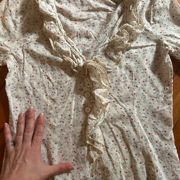 MARNI Floral Ruffle Blouse - Size M (40 IT) - Cream With Flowers - Picture 5 of 6